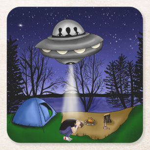 UFO Extraterrestrische Alien der Entführung Rechteckiger Pappuntersetzer