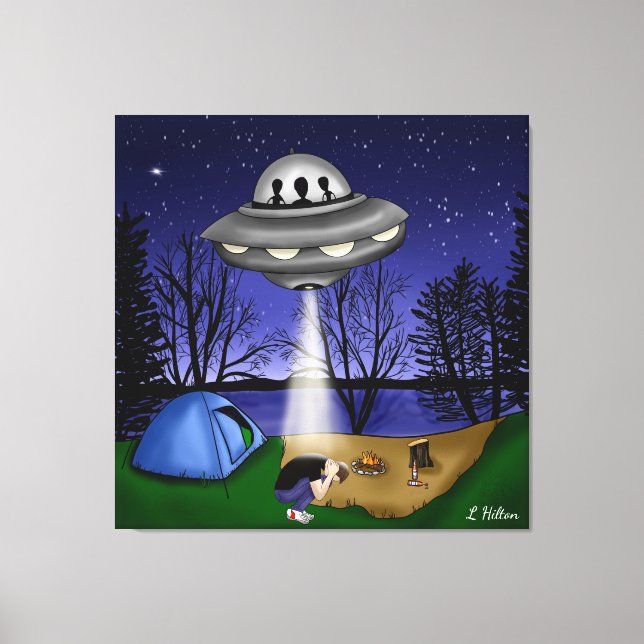 UFO Extraterrestrische Entführung Alien Art Leinwanddruck (Vorderseite)