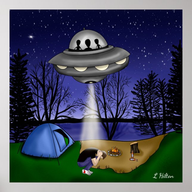 UFO Extraterrestrische Entführung Alien Art Poster (Vorne)