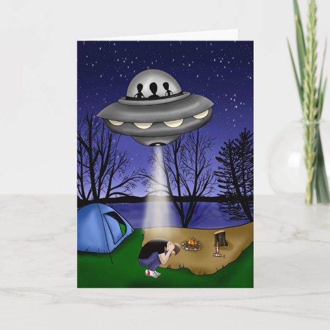 UFO Extraterrestrische Entführung Alien Birthday Karte (Vorderseite)