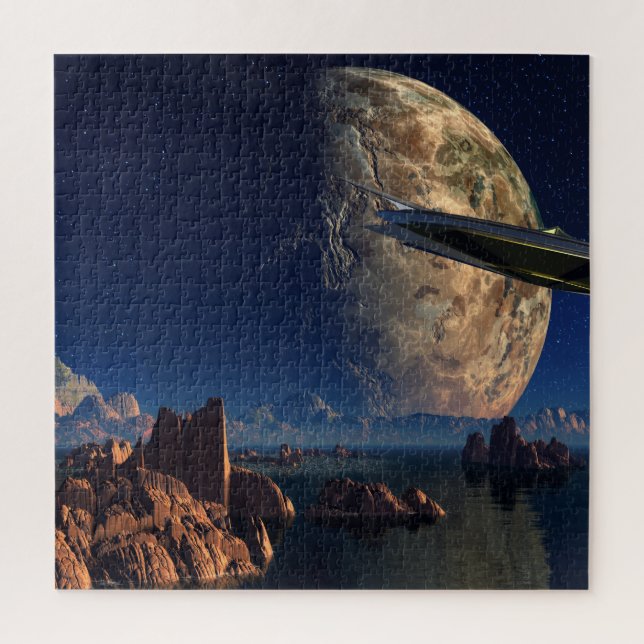 UFO-Foreign World-Scifi Landschaft Jigsaw Puzzle (Vertikal)