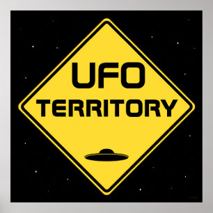 UFO-Gebiet Straßenzeichen Poster