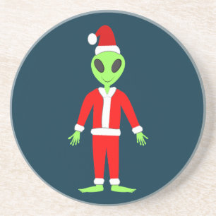 UFO Ho Ho Father Weihnachts-Alien Getränkeuntersetzer