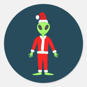 UFO Ho Ho Father Weihnachts-Alien Runder Aufkleber