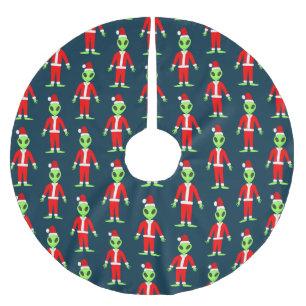 UFO Ho Pater Weihnachtszeit Alien Gemustert Polyester Weihnachtsbaumdecke