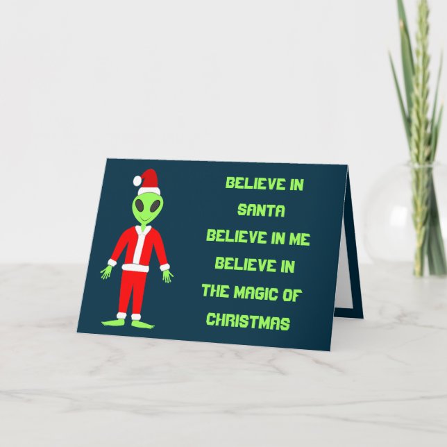 UFO Ho Po Weihnachtszeit Alien Custom Karte (Vorderseite)