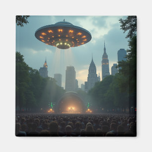 UFO Hovering Over a Central Park Concert 2035 Magnet
