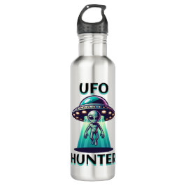 UFO Hunter | Kunst mit UFO und Alien Edelstahlflasche