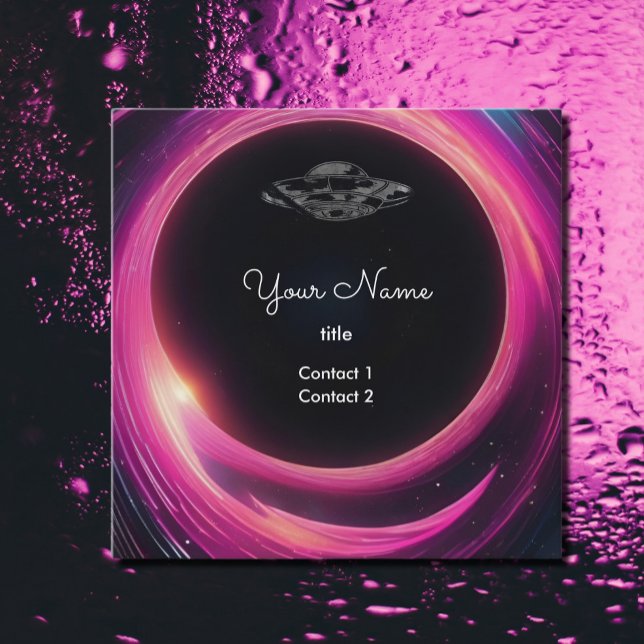UFO im schwarzen Loch Quadratische Visitenkarte (Von Creator hochgeladen)