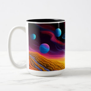 UFO in der Fantasiewelt Zweifarbige Tasse