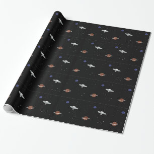 UFO in der Raumillustration Geschenkpapier