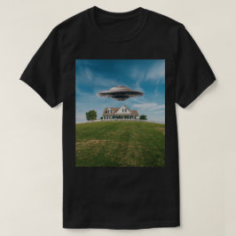 UFO in Yard Black Men's T - Shirt