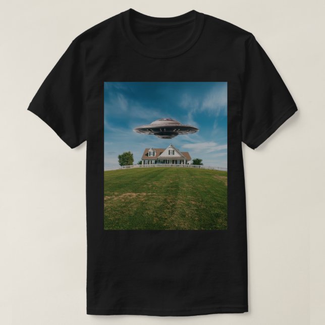 UFO in Yard Black Men's T - Shirt (Design vorne)