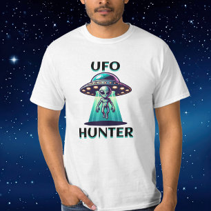 UFO-Jäger   Ai-Kunst mit UFO und Außerirdischem T-Shirt