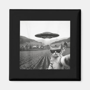 UFO-Katzen-Selfie-Sci-Fi-Alien-lustige rauchende K Magnet