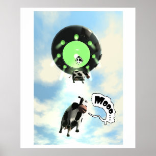 UFO-Kuh-Abduktions-Plakat Poster