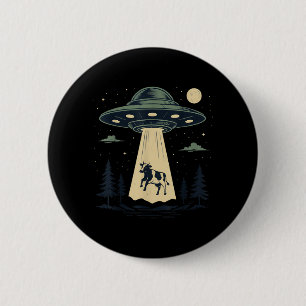 UFO-Kuh-Entführung-Alien-Strahl Lustiger Bauernhof Button