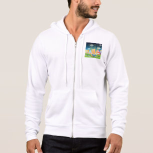 UFO-Landung in einer hellen Stadt-Nachtszene Hoodie