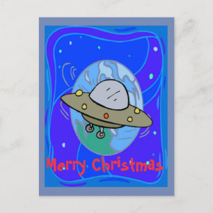 UFO,Merry Christmas, change text Feiertagspostkarte