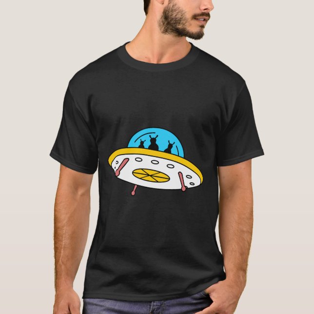 UFO mit Außerirdischen T - Shirt (Vorderseite)