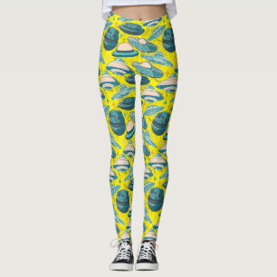 UFO Muster Retro Stil. B Gelbe BG Leggings