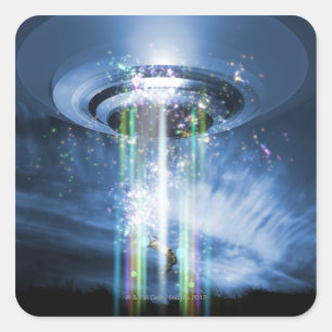 UFO QUADRATISCHER AUFKLEBER