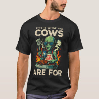 Ufo Raumschiff Bbq Grill Außerirdische Kuh Entführ T-Shirt