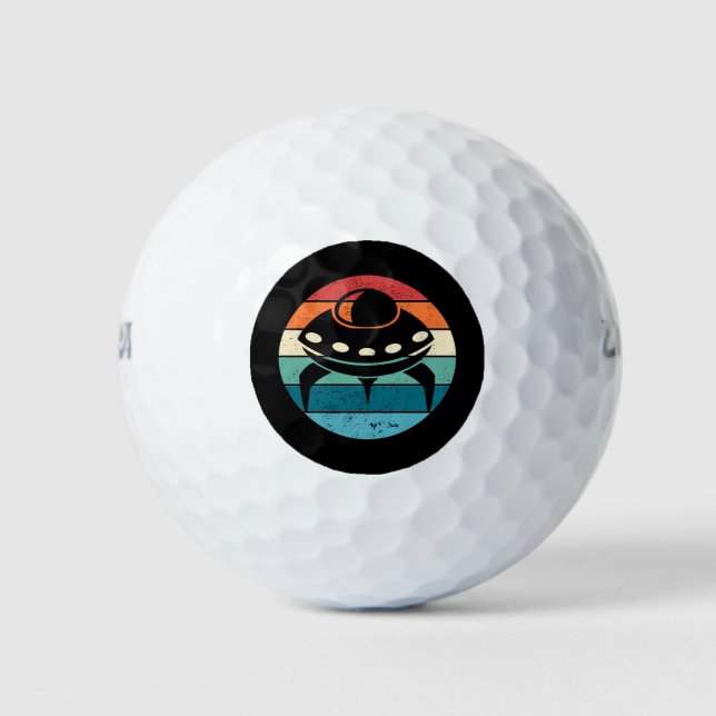 UFO Retro Sunset Golfball (Vorderseite)