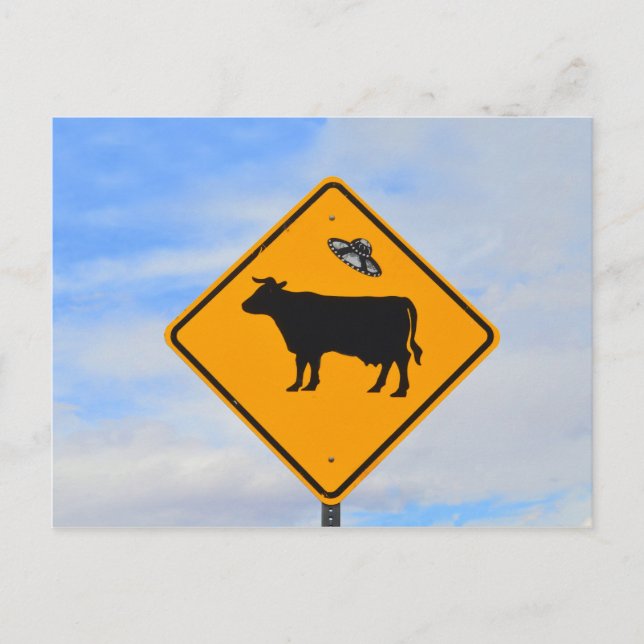 UFO Rind Crossing Sign in New Mexico Postkarte (Vorderseite)