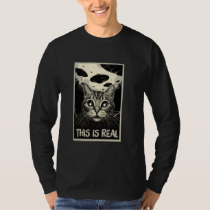 Ufo selfie lustige Alien erschreckte Katzenselfie T-Shirt