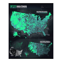 UFO Sightings Map 16" x 20" Poster (Matte)