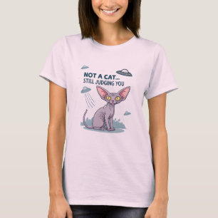 UFO-Sphynx-Katze sarkastische Cartoon-Kunst beurte T-Shirt