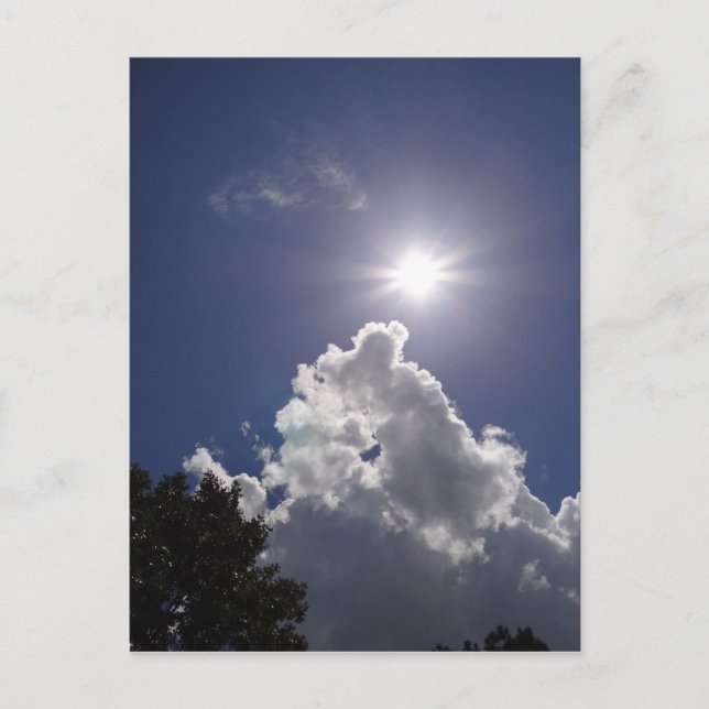 UFO Sunburst Fluffy White Clouds Postkarte (Vorderseite)