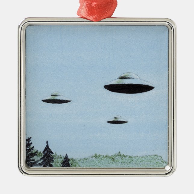 UFO Trio Ornament Aus Metall (Vorne)