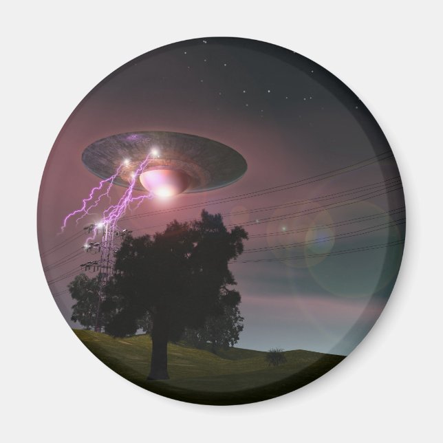 UFO über Powerlines 2 Magnet (Vorne)