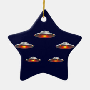 UFO-Untertassen-Weihnachtsverzierung Keramikornament