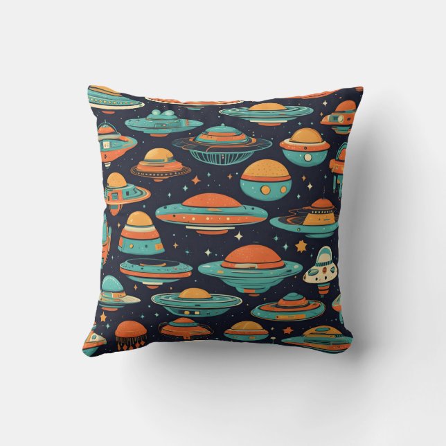 UFO Vintage Kunst Kissen (Rückseite)