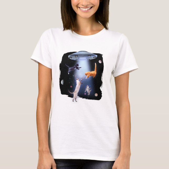 UFO Weltraumkatzen T-Shirt (Vorderseite)