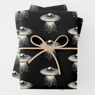 UFO Wrapping Paper Flat Sheet Set 3 Geschenkpapier Set