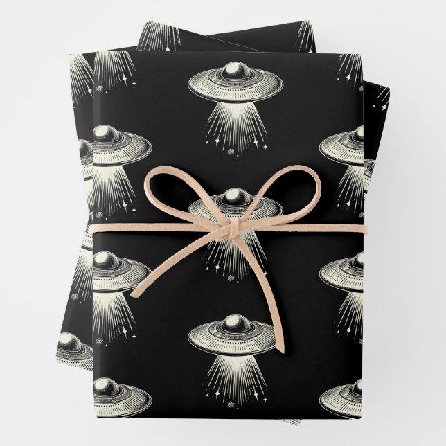 UFO Wrapping Paper Flat Sheet Set 3 Geschenkpapier Set (Beispiel)