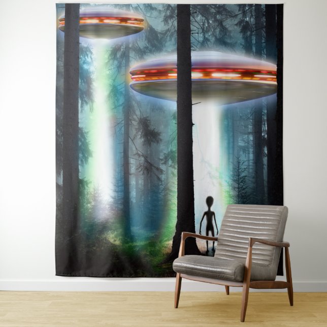 UFOs Alien-Wald Wandteppich (Beispiel)
