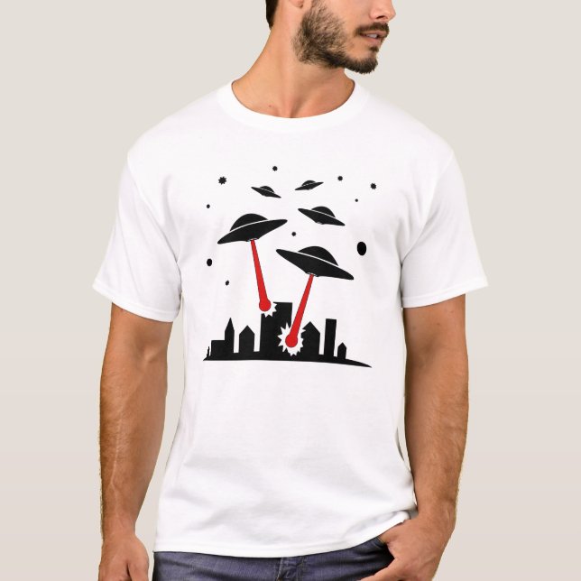 UFOs Angriff T-Shirt (Vorderseite)