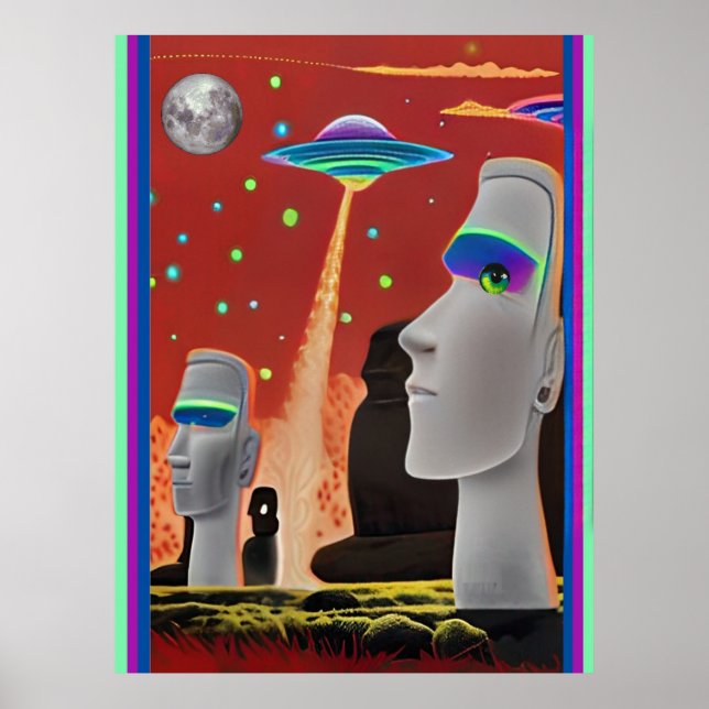 UFOs Move the Moai Poster (Vorne)