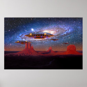 UFO's Over Monument Valley Poster