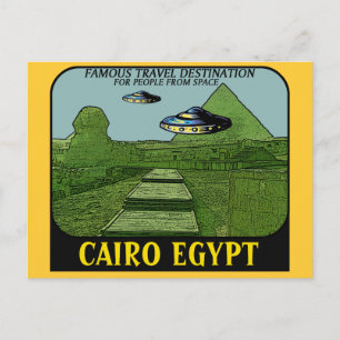 UFO'S ÜBER KAIRO ÄGYPTEN REISE DESIGN POSTKARTE