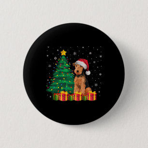 Ugale Airedale Terrier Weihnachtsmannmütze Christm Button
