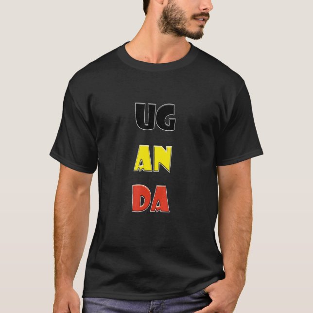 Uganda farbige Worte T-Shirt (Vorderseite)