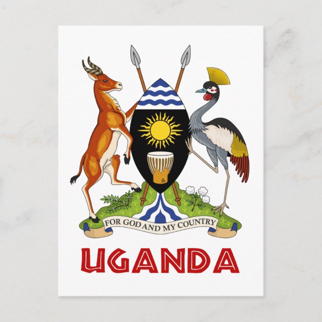 UGANDA - Flagge/Emblem/Wappen/Symbol Postkarte (Vorderseite)
