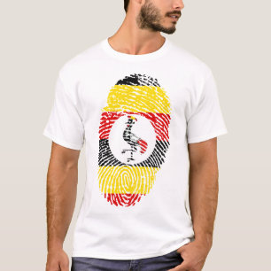 Uganda-Flagge-Fingerabdruck-Grafik-Männer-T-Shirt T-Shirt