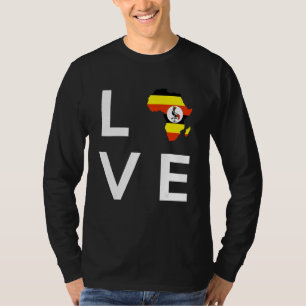 Uganda-Flagge Liebe Afrika Kontinent Silhouette fü T-Shirt